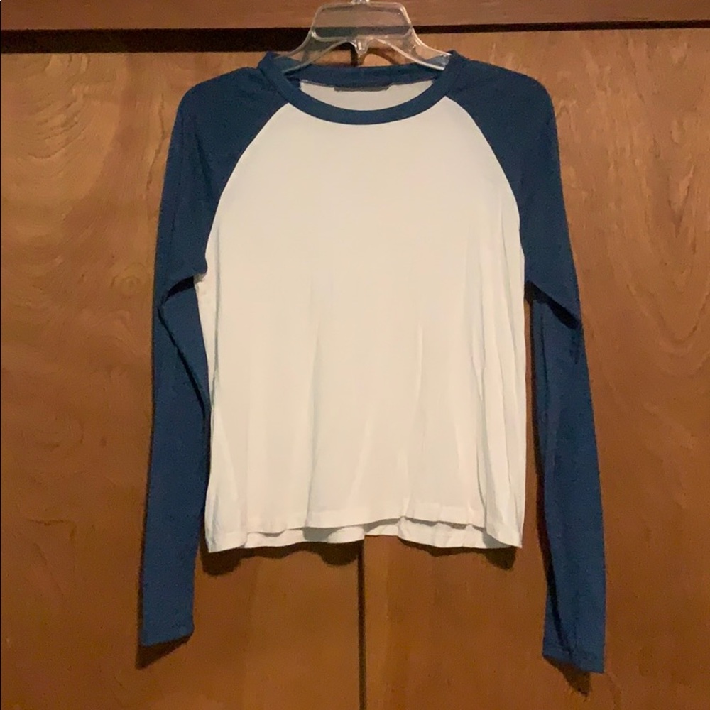 Blue and white baseball t-shirt